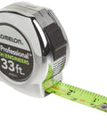 Workhorse High Visibility Pro Tape Measure With Inch And Engineer Scales 33 Feet Long 1 Inch Wide Chrome Case with Neon Blade