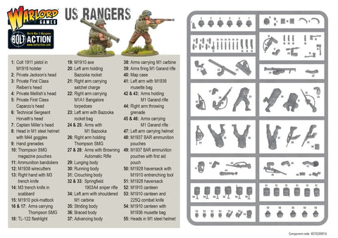 US Rangers 28mm Plastic Miniatures For World War II Tabletop Wargaming 30 Highly Detailed Infantry Figures With Dope Weapon Configs
