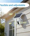 2 In 1 Pole And Wall Mount For Cameras And Solar Panels Compatible With Ring Blink Eufy Arlo Wyze Solar Panels And Cams Universal Quarter Inch Screw Adjustable Angle For Easy Outdoor Security Setup mounted on house exterior