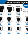 16 Size Assorted Solid Rubber Stopper Plus Flexible Silicone Hole Plug Kit For Bath And Kitchen Drain Sealing Plugs Waterproof Grommet Set With Durable Sealants, black assorted solid rubber stoppers 22pcs with sizes shown
