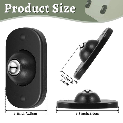 Self Adhesive Caster Wheels Black Stainless Steel Rolling Casters Furniture Movers showing product size and dimensions in black finish.