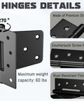 Heavy Duty 3.5 Inch Gate Hinges for Wooden Fences and Vinyl Gates with Screws Included 4 Pack detail features