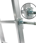 Pro Grade Ladder Stabilizer Brackets With Foam Elbows And Anti Shedding Device attached to ladder rail for stability at height