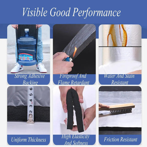 Stay Cool And Save Cash With This Rock Solid Thermal Insulation Roll showing strong adhesive backing, fireproof material, and flexible foam core.