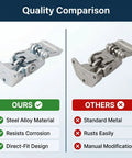 Quality comparison of Heavy Duty Rear Door Hinge For Driver Side crafted from premium high strength steel alloy against standard metal hinge.