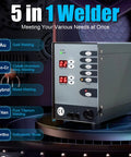 Close-up of Jewelry Spot Welder Machine 110V 60Hz Pulse Argon Arc For Gold And Hardware Repair, showing 5 welding modes.