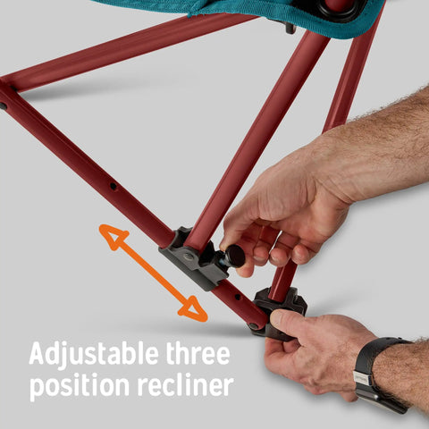 Adjusting recline of Deluxe Folding Outdoor Lounge Chair With Insulated Cupholders And Customized Recline For Comfort Steel Frame Padded