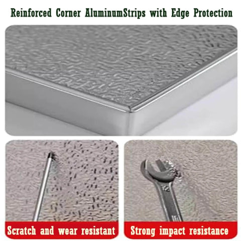 Close-up of Refrigerator Side Heat Protector Board 40x30cm, showcasing reinforced aluminum edges and scratch, impact resistance.