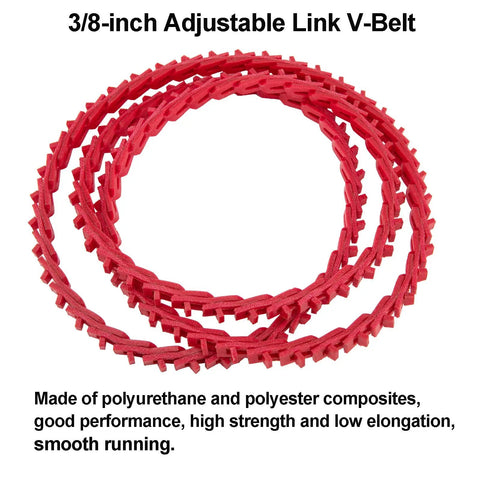 Red 3/8 Inch Power Twist V Belt, 5 Feet Adjustable Link Drive Belt For Lathes, Drill Presses, Table Saws