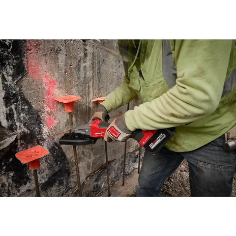 Milwaukee M18 FUEL 3675-20 Brushless Cordless Rebar Cutter For #10 1-1/4 Inch Steel Rod used on construction site.