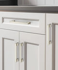 10 Pack 5 Inch Brushed Nickel Cabinet Pulls For Cabinets And Furniture installed on white kitchen cabinets with smooth finish