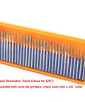 Diamond Grinding Head Set For Carving Burrs Rotary Bits With One Eighth Inch Shank 30 Pack Pro Grade Diamond Tool Bits