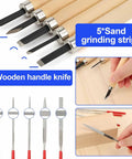 103 Piece Professional Model Tool Kit For Plastic Models And Gunpla featuring wooden handle knives and sand grinding strips for detailing.