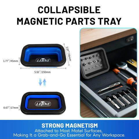 4 In 1 Magnetic Pickup Tool Set With Telescoping Magnets For Garage And Shop, 10 Lb Heavy Duty Magnetic Pickup Tool, 16 Inch Bendable Magnetic Retriever, 1.5 Lb Magnetic Wand, And Magnetic Parts Tray For Auto DIY