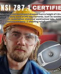 Man wearing Over Eyeglasses Safety Goggles 12 Pack Workhorse Pro Grade Anti Fog Anti Scratch ANSI Z87.1 Clear Lenses for Construction