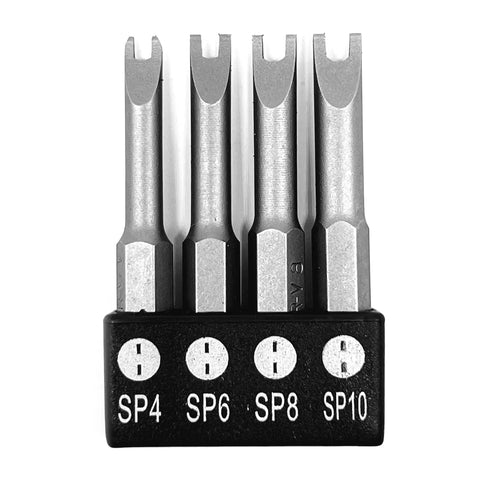 Rock Solid Spanner Drive Screwdriver Bit Set Featuring Sp4 Sp6 Sp8 Sp10 Sizes, chrome vanadium steel bits in holder.