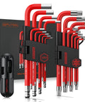 Ball End Hex Key Set With Torx Keys 18 Pieces Chrome Vanadium Steel Allen Wrenches 1.5mm To 10mm And T10 To T50 Size Marked