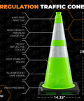 Diagram of 36 Inch Lime Green Traffic Cone With Dual 6 Inch And 4 Inch Reflective Collar Four Pack Heavy Duty PVC Safety Cone