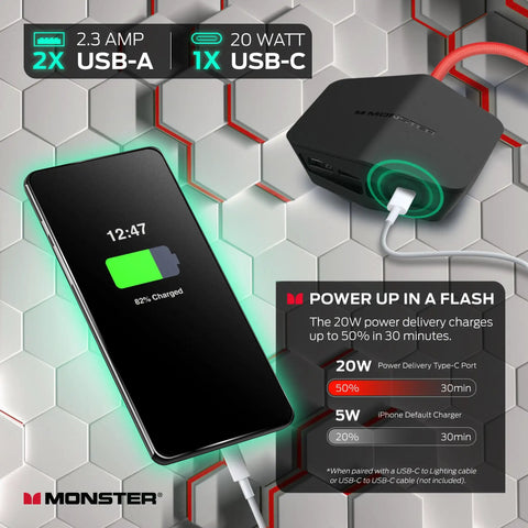 Vertex Dope Surge Protector With Detachable USB Power Strip charging phone using USB-C port