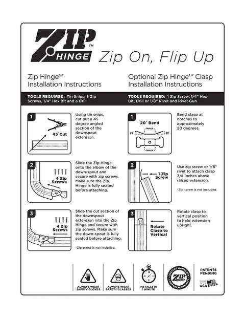 Installation instructions for Downspout Gutter Hinge Set 2 Pack Universal Fit For 2x3 3x4 And 5 To 6 Inch Gutters No Skills Required Easy DIY