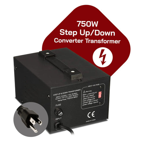 750 Watt Voltage Converter Transformer Step Up And Down Power Converter 110V To 220V And 220V To 110V With Fully Grounded Cord And Universal Socket Travel Ready CE Certified Five Year Warranty Toroidal Transformer