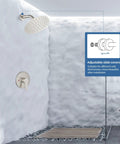 8 Inch Round Rain Shower Head Set With Stainless Steel Single Handle Trim Kit, Wall Mount Bath System, Brushed Nickel Finish