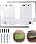 Heavy Duty Murphy Bed Spring Mount Kit Horizontal Wall Frame Hardware For Queen Or Twin Size Bed With Ironclad Rebound Action and No Sweat DIY Setup in Classic White Finish, showing components and screws.