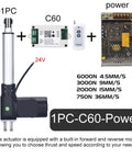 Beefy 24V Electric Linear Actuator With 6000N Push, 2000N Stroke Telescopic Tube For Industrial Automation And Smooth, Repeatable Motion Control Performance, C60 controller, power supply