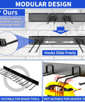 64 Inch Heavy Duty Wall Mounted Garden Tool Organizer With 10 Adjustable Hooks For Garage Basement Shed And Workshop