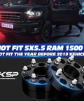 Precision Machined 4 Piece Forged Wheel Spacers 1.5 Inch Thick 6x5.5 Bolt Pattern 77.8mm Hub Bore M14x1.5 Studs displayed on a vehicle.