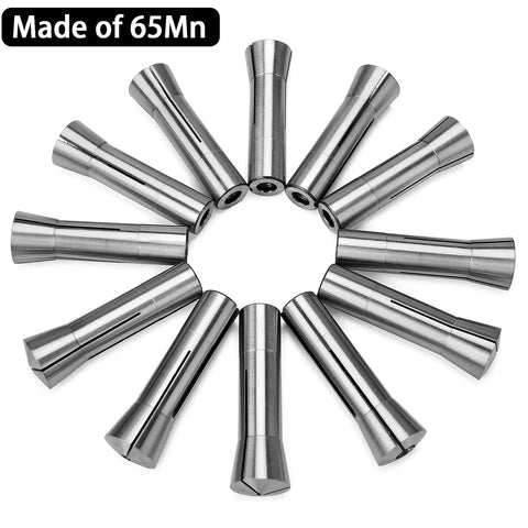 Top view of 13 Piece R8 Collet Set For Milling Machines 1/8 To 7/8 Inch Pro Grade Mill Chuck Holder For Bridgeport Spindle 65Mn Material