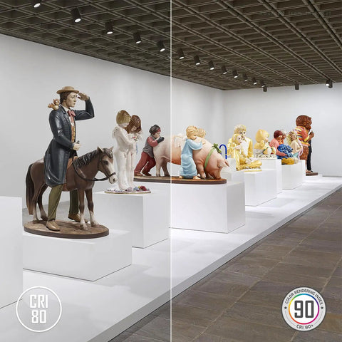 Museum exhibit under Flexible H Track Lighting Heads For Retail, 17.5W LED, Dimmable, CRI90, 4000K, ETL Listed, Matte Black Finish