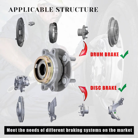 Diagram of Front Left And Right Wheel Bearing Hub Assembly For Nissan Altima 2007 2012 2.5L with drum and disc brake compatibility