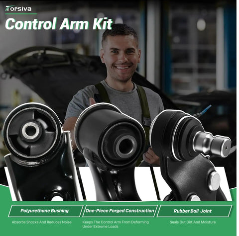 8 Piece Front Lower Control Arm Ball Joint Stabilizer Kit With Sway Bar End Links For Kia Optima 2014 2015 2.4L USA Built OE Replacement K622825 K622826 ES800718 ES800717 K750658 EV800695, close-up control arm kit
