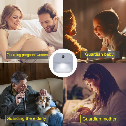 Six Pack Plug In LED Night Lights With Dusk To Dawn Sensor, White Wall Night Lights for family safety in different rooms
