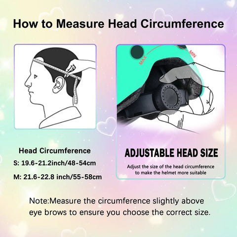 Diagram showing how to measure head circumference for All Ages Kids Helmet For Boys And Girls Lightweight Ventilated Safety Gear.