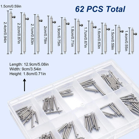 Stainless Steel Watch Band Pins Replacement Kit With Quick Release Spring Bars, Link Pins, And Remover Tool For Fast Band Adjustments