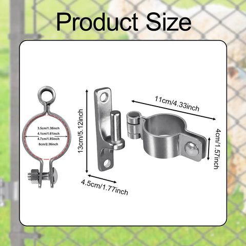 Heavy Duty Wall Mount Gate Hinge Set Stainless Steel 60mm Rustproof Gate Hardware For Wood Or Concrete Posts with dimensions