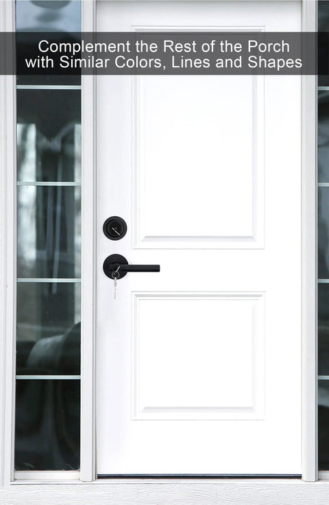 Keyed Alike Matte Black Front Entry Door Handle With Deadbolt Set For Exterior Doors Round Contemporary Zinc Alloy