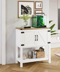 Dope White Console Table With Hidden Storage Cabinets For Entryway And Foyer, farmhouse style, 31.5 L x 13.8 D x 34.65 H, wood top.