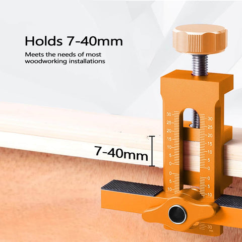 Cabinet Door Install Positioner Jig Aluminum Alloy Adjustable Hinge Alignment Tool For Quick One Person Install side view