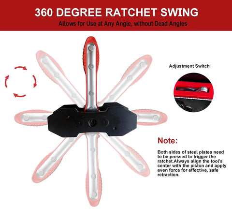 Brake Caliper Spreader Tool Kit With 360 Degree Swing Ratchet Piston Press Spreader Caliper Hooks And Two Steel Plates Red Heavy Duty Pro Grade