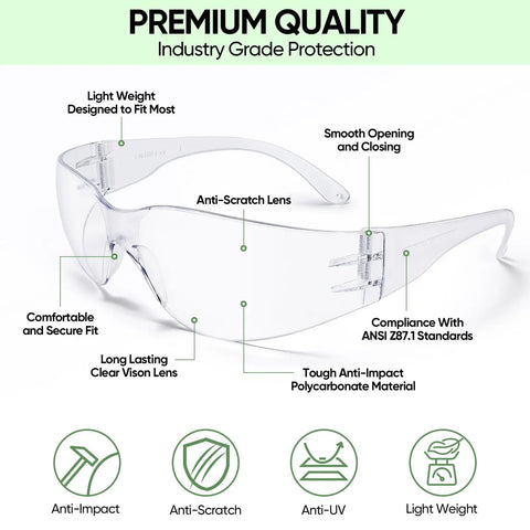 Heavy Duty 3 Pack Clear Safety Glasses With Scratch Resistant Polycarbonate Lens Giving You Straight Up Ansi Z87 Eye Coverage So You Can Power Through Wood Chips Metal Shavings On Any Job Site