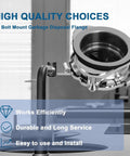 Close-up of Heavy Duty Ridiculously Tough 3 Bolt Kitchen Sink Flange Kit With Stainless Steel Build, installed on sink.