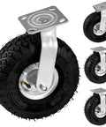 Heavy Duty Pneumatic Casters 10 Inch 4 Pack With 2 Swivel And 2 Rigids, 1200 Lbs Capacity, Rubber Wheel For Workbenches, Carts, Trolleys, Wagons And Shelves.