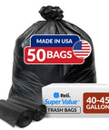 40 To 45 Gallon Heavy Duty Trash Bags 50 Pack Black Garbage Bags For Serious Cleanup With Super Sizeable Strength Leak Resistant
