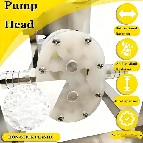 Electric Viscous Liquid Transfer Pump With Adjustable Speed For Honey And Peanut Butter And Sesame Paste Delivers 6 To 10 L Per Minute 96 Ml Per Rev CAM Rotor Stainless Steel Beast Of A Paste Pump Built For Thick Semisolids, pump head close-up