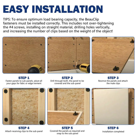 Easy installation guide for Heavy Duty Panel Mounting Clips And Upholstery Fasteners With Rock Solid Grip Holding Up To Fifteen Pounds Each Thirty Set Nylon Push Pins.