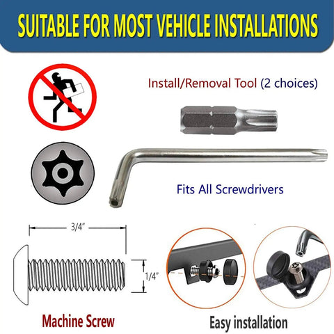 Tight Anti Theft License Plate Screws Keep Your Ride Locked Down Stainless Steel 1/4 Inch Bolts and installation tools for vehicles.