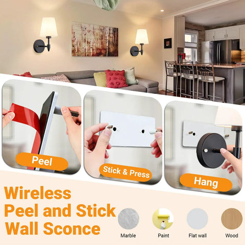 Two Pack Wireless Battery Operated Wall Sconces With 10000mAh RGB Rechargeable Magnetic Bulbs, Remote Control, No Wiring Needed